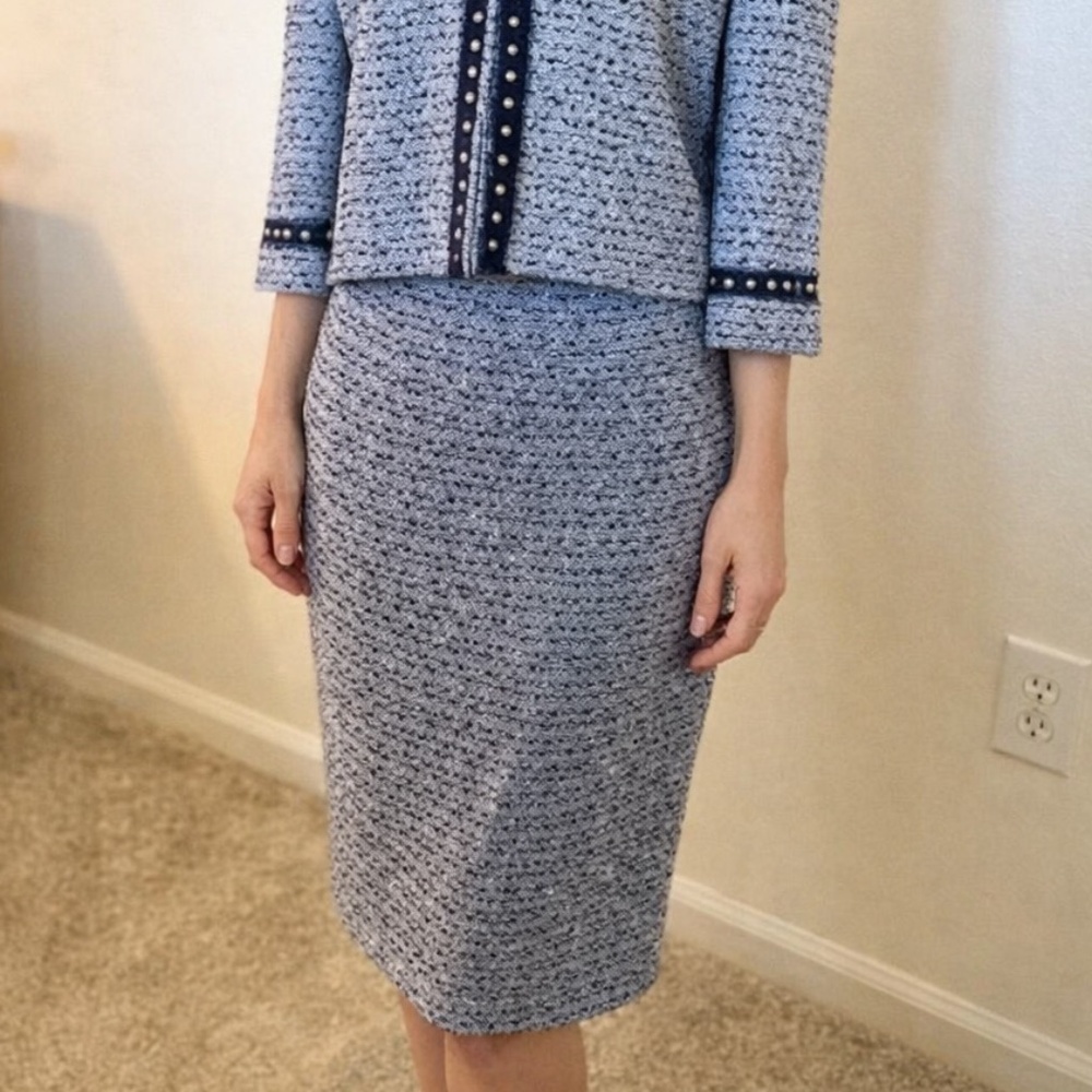 St. John Collection Blue Tweed Skirt Only — Size 8
